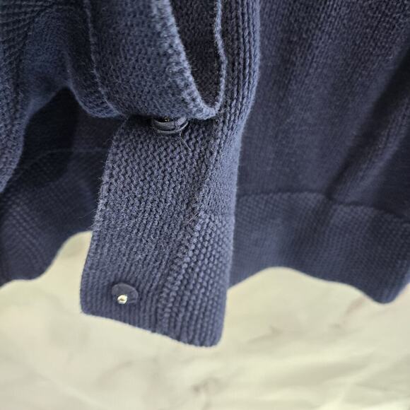 Foxcroft Sweater Womens XL Navy Cardigan Cotton Snap Button Up Crochet Sleeve - Picture 5 of 12
